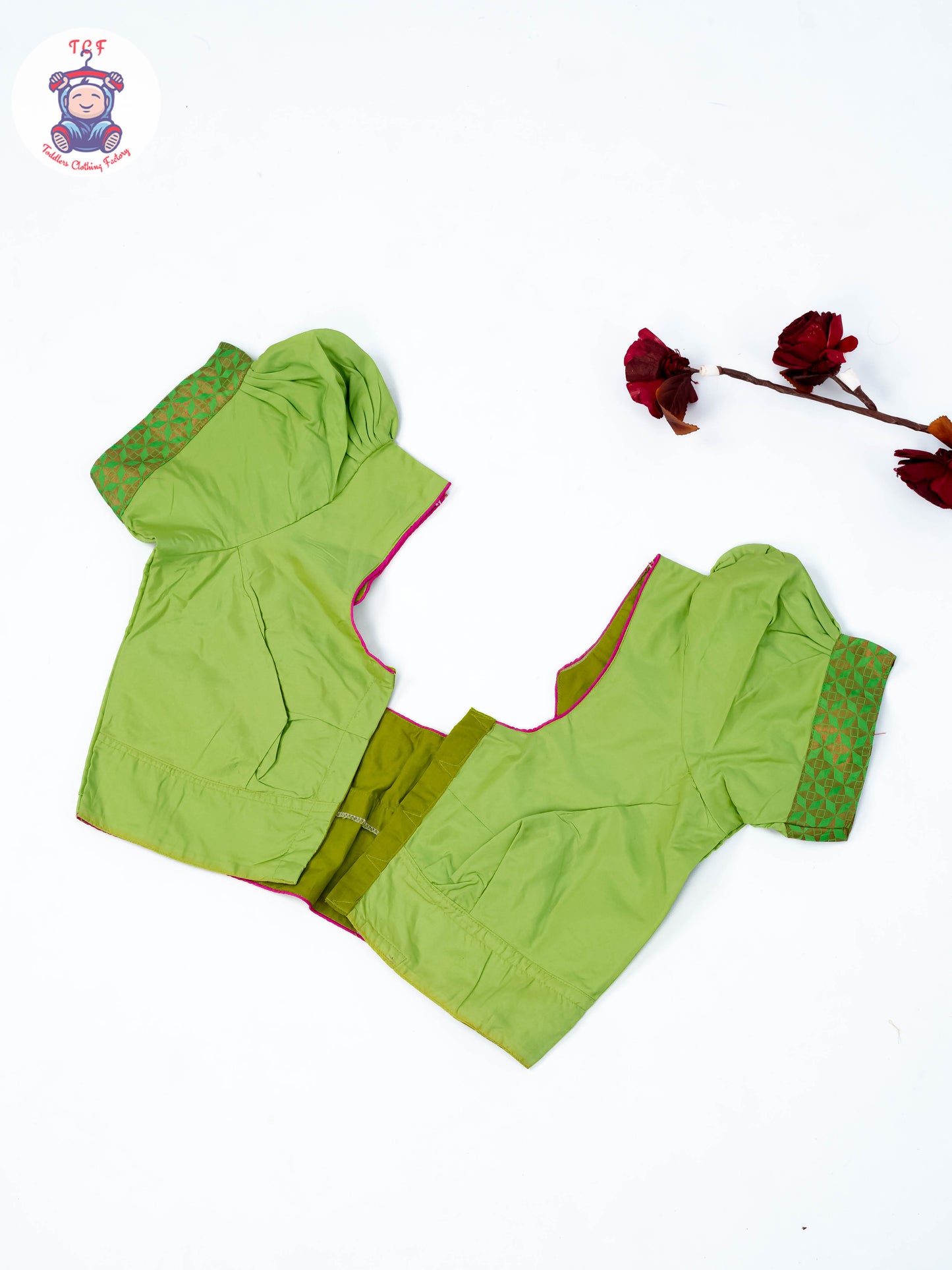 Parrot Green & Pink - Adult Readymade Half Saree