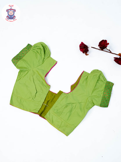 Parrot Green & Pink - Adult Readymade Half Saree