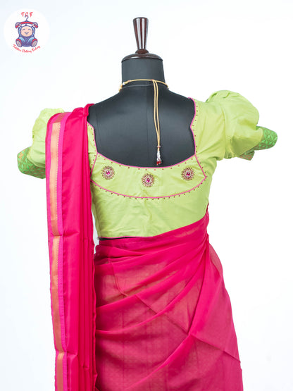 Parrot Green & Pink - Adult Readymade Half Saree