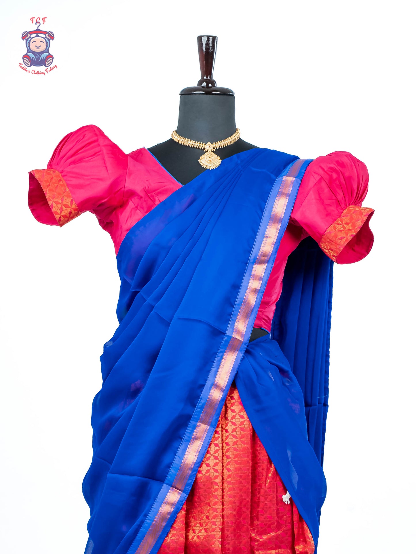 Pink & Royal Blue - Adult Readymade Half Saree