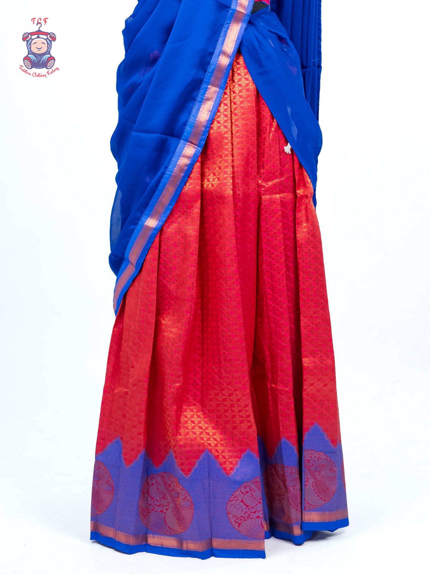 Pink & Royal Blue - Adult Readymade Half Saree