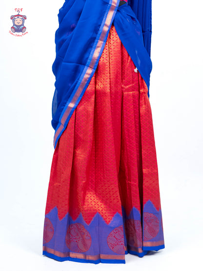 Pink & Royal Blue - Adult Readymade Half Saree