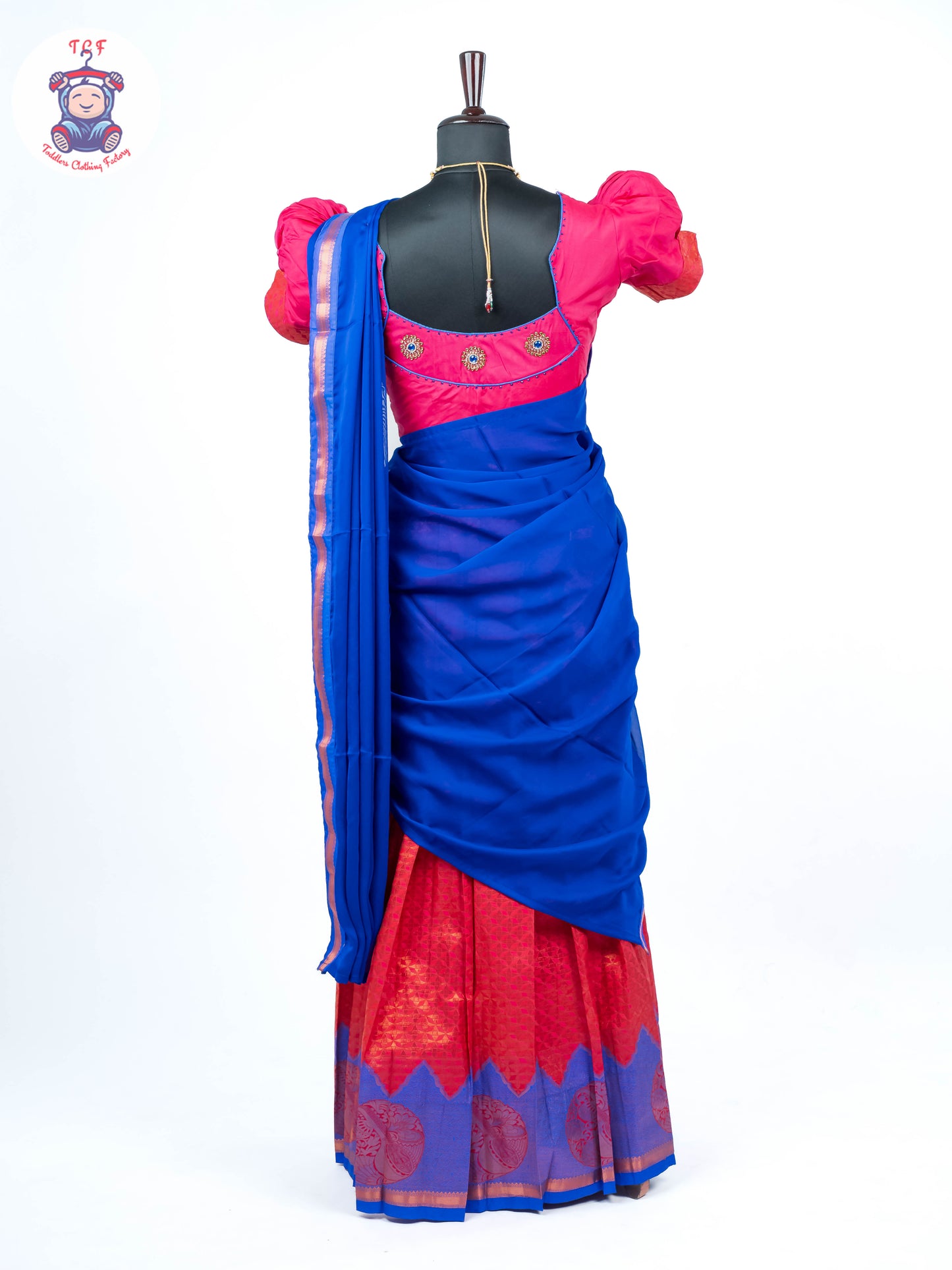 Pink & Royal Blue - Adult Readymade Half Saree