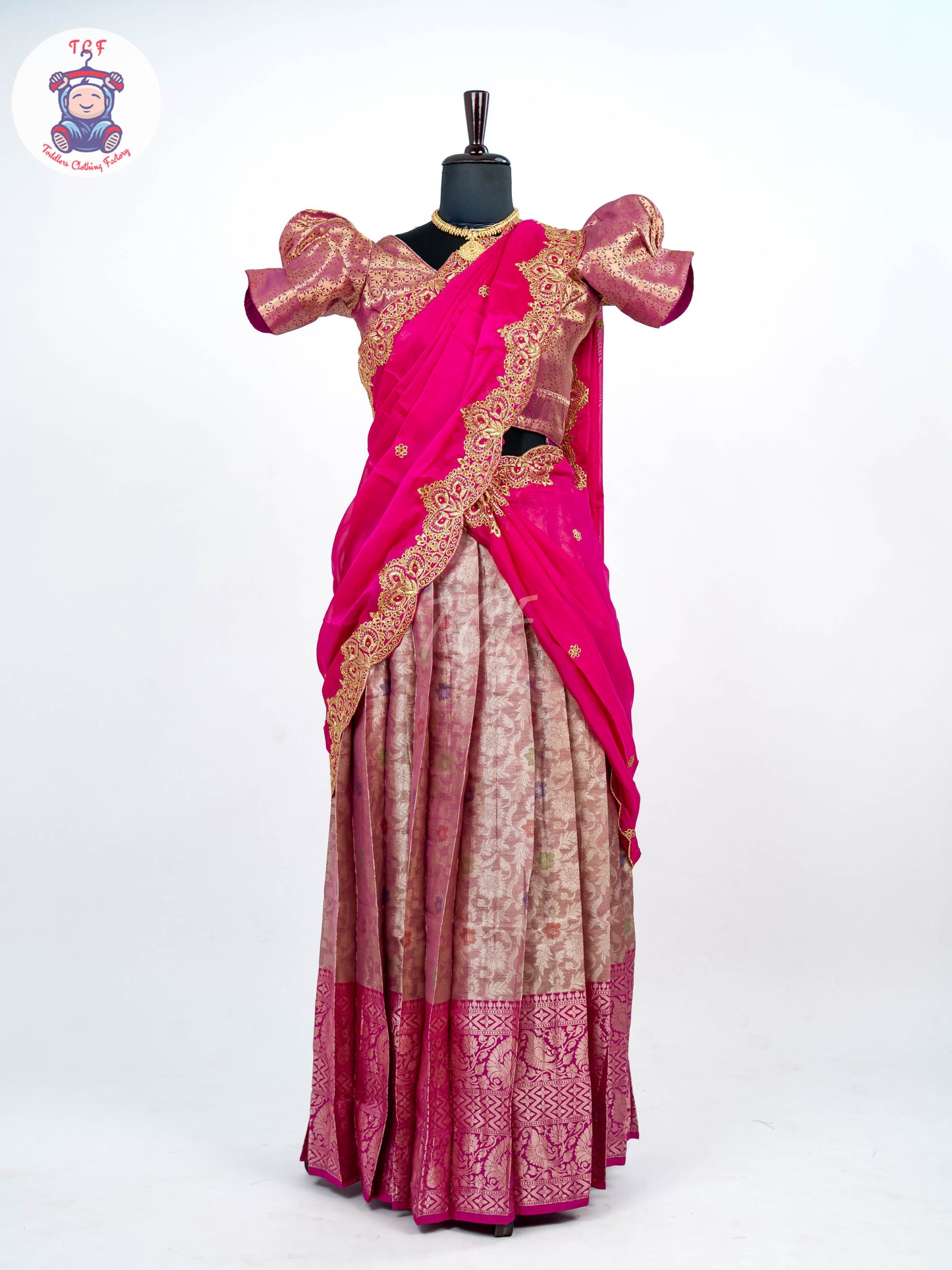 Majentha & Pink - Readymade Half Saree