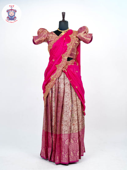Majentha & Pink - Readymade Half Saree