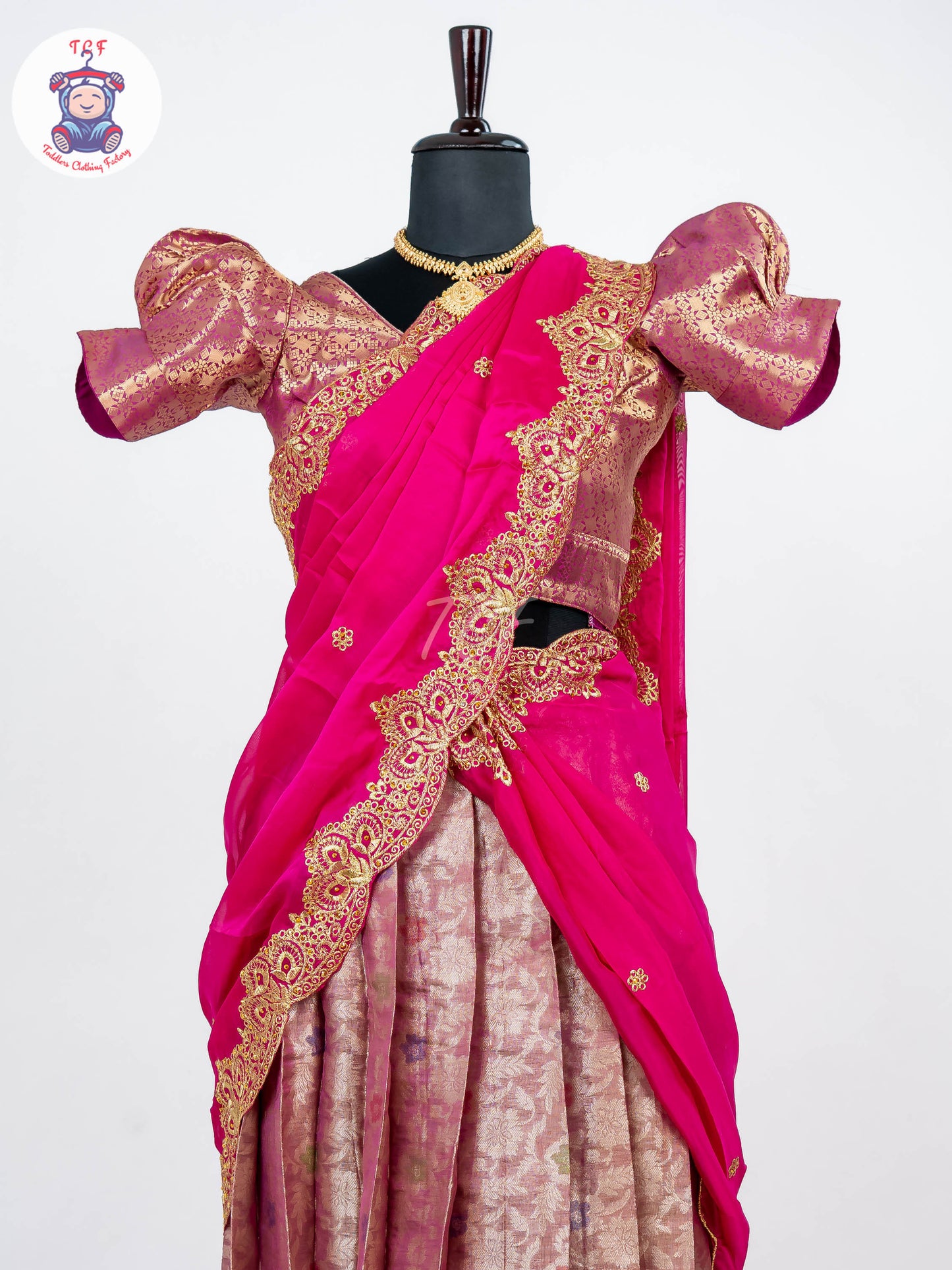 Majentha & Pink - Readymade Half Saree