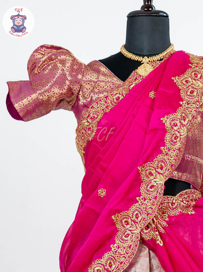 Majentha & Pink - Readymade Half Saree