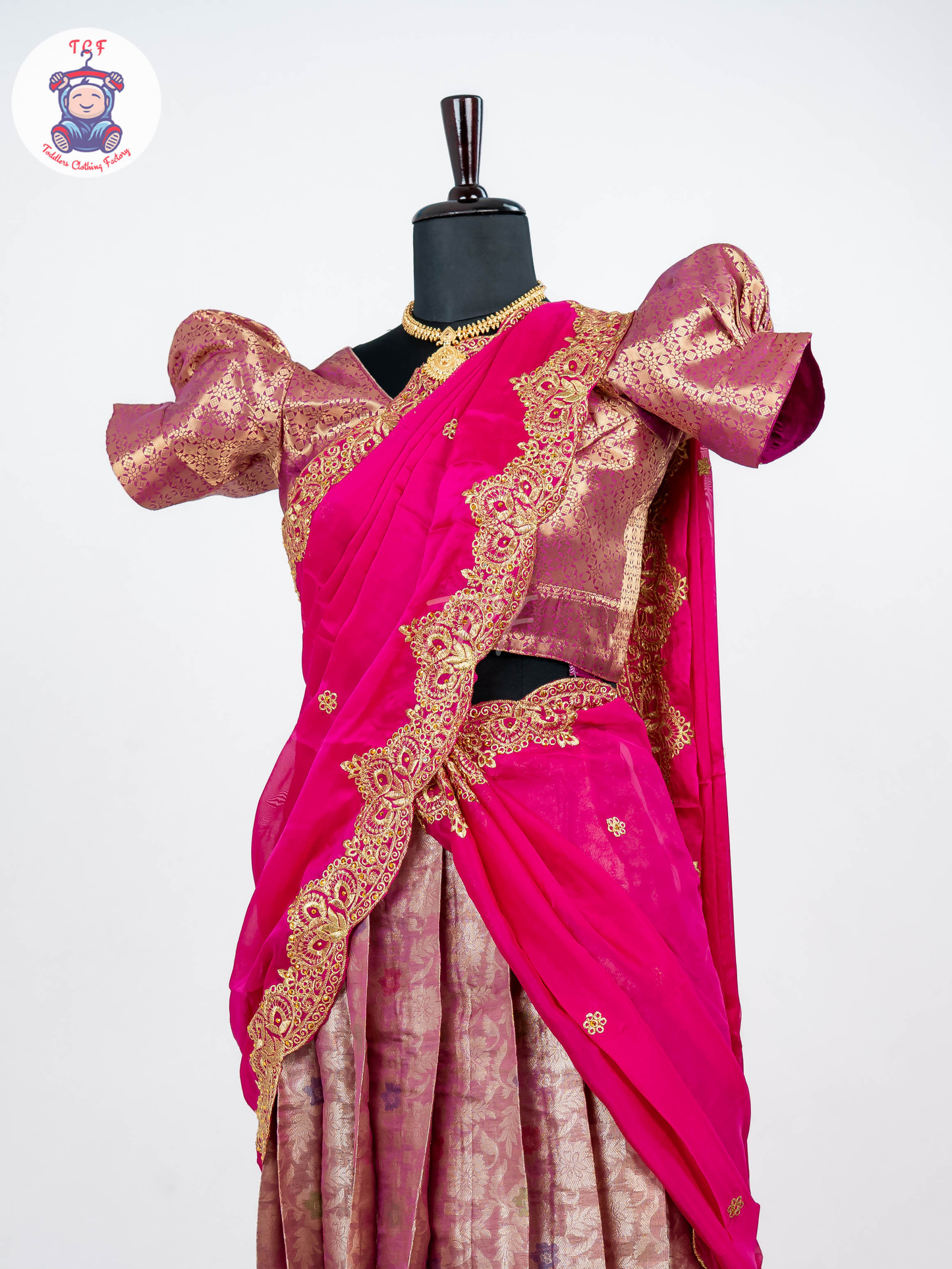 Majentha & Pink - Readymade Half Saree