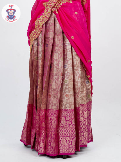 Majentha & Pink - Readymade Half Saree
