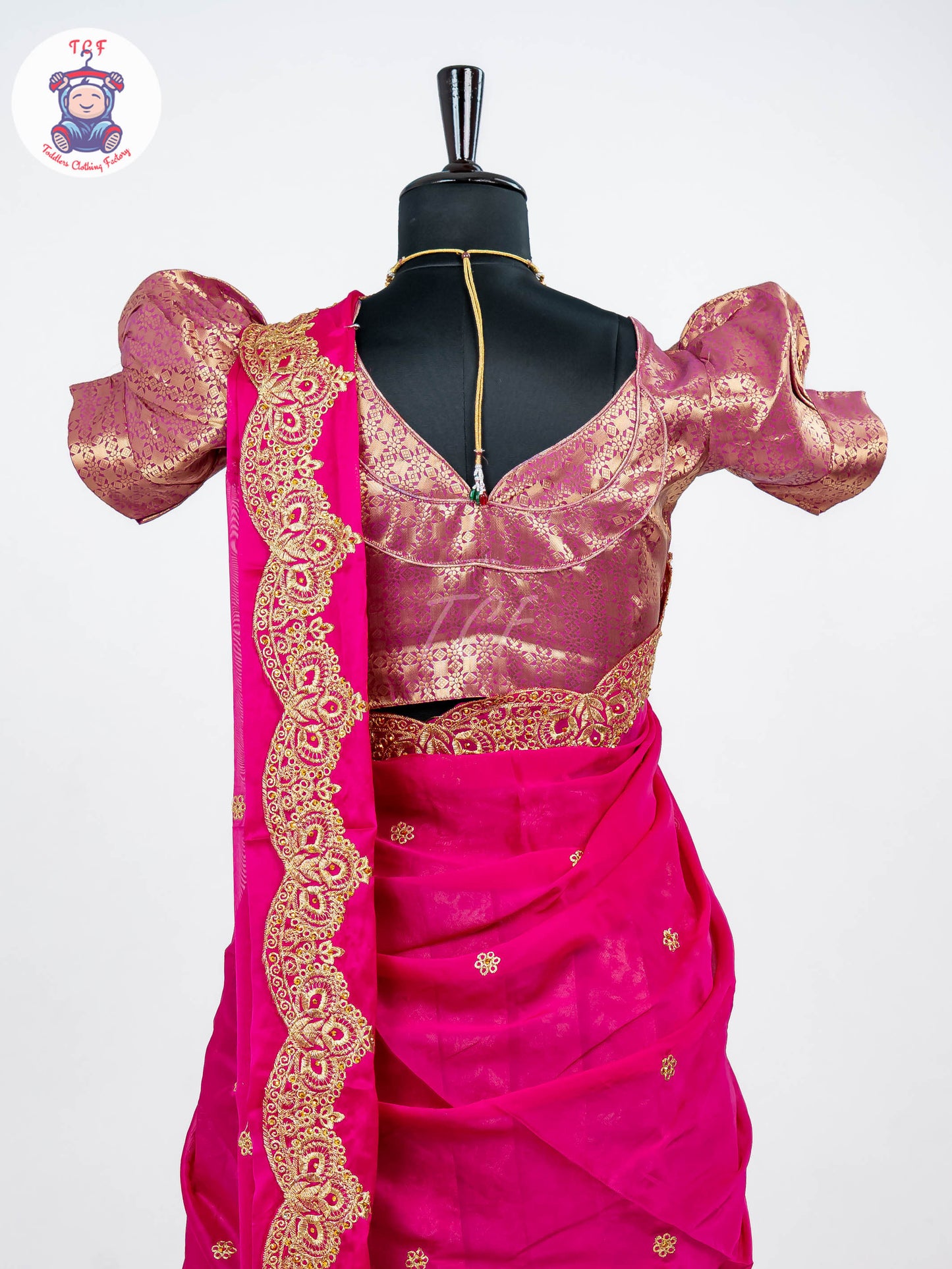 Majentha & Pink - Readymade Half Saree