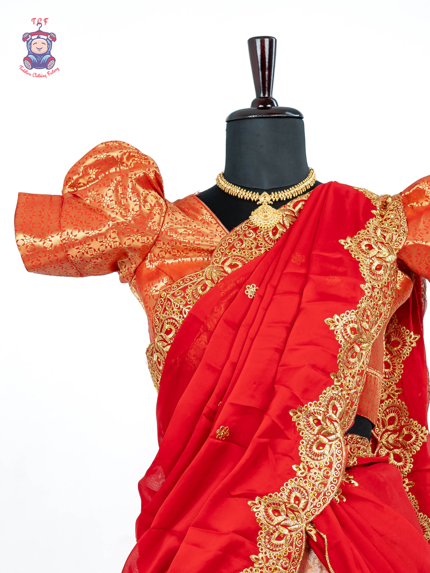 Red & Gold - Readymade Half Saree