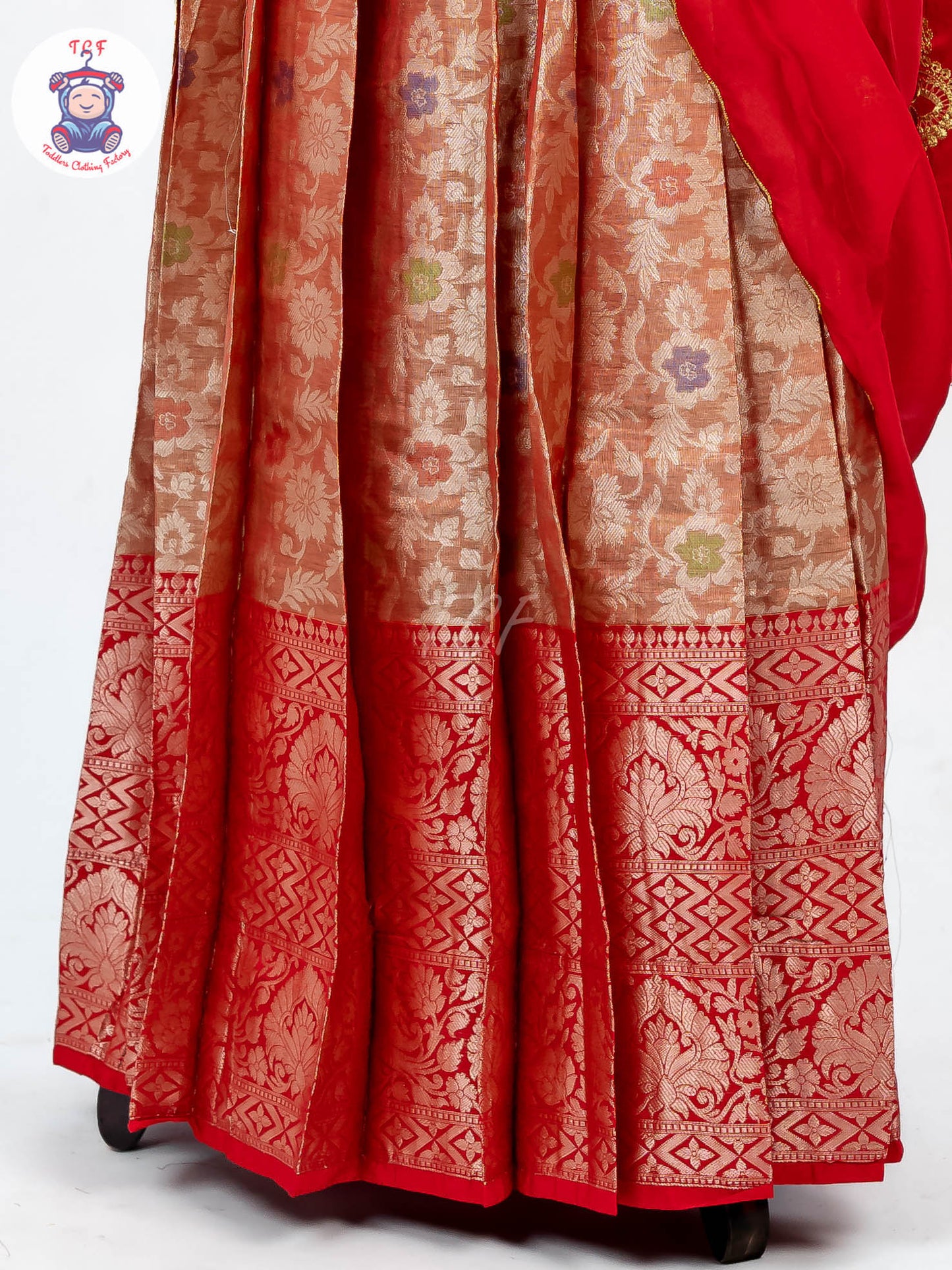 Red & Gold - Readymade Half Saree