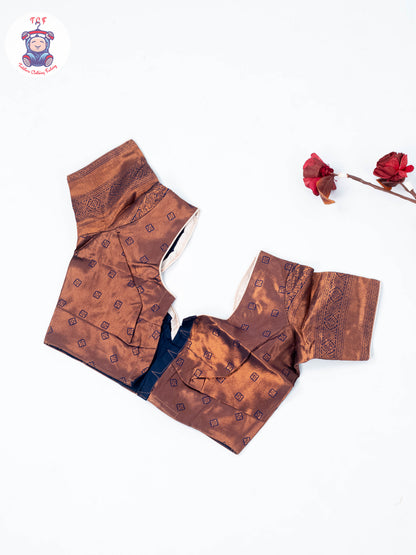 Blue & Cream - Readymade Half Saree