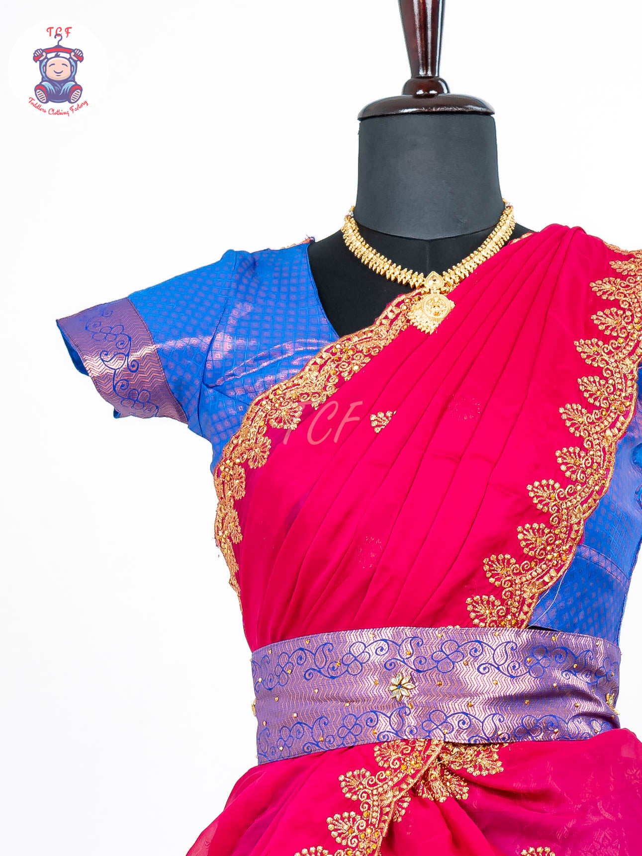 Blue & Pink - Readymade Half Saree