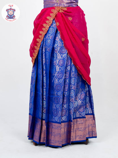 Blue & Pink - Readymade Half Saree