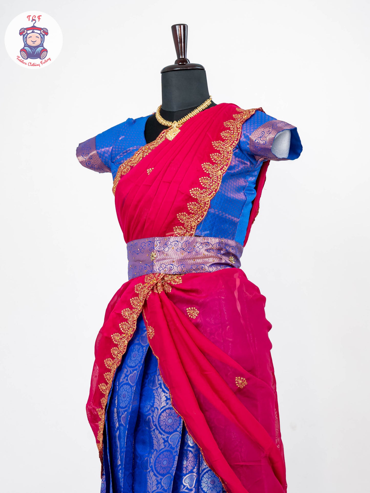 Blue & Pink - Readymade Half Saree