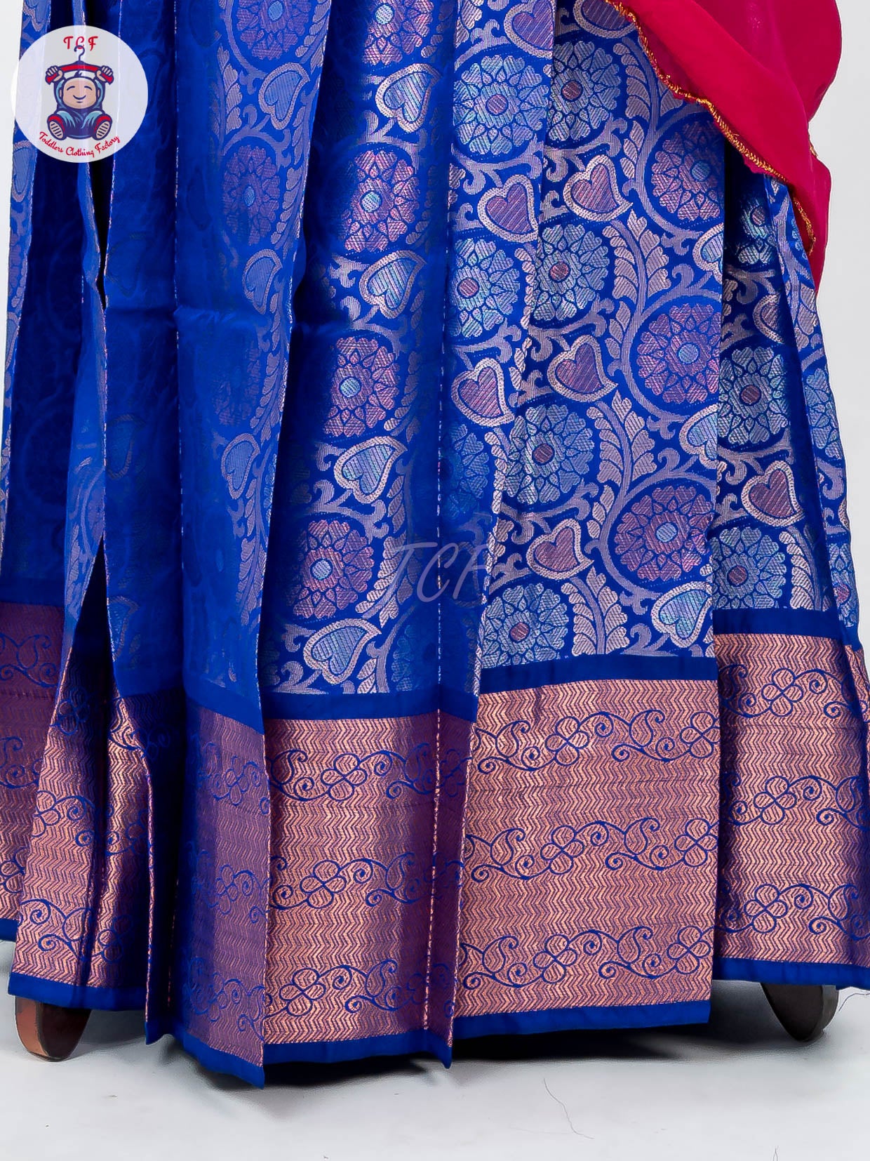 Blue & Pink - Readymade Half Saree