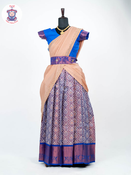 Blue & Violet Tissue - Readymade Half Saree