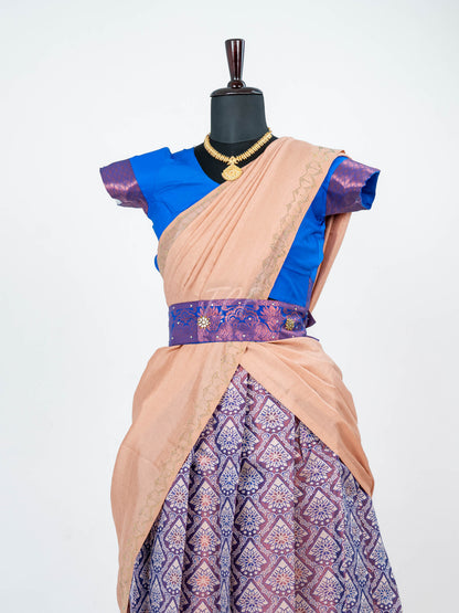Blue & Violet Tissue - Readymade Half Saree