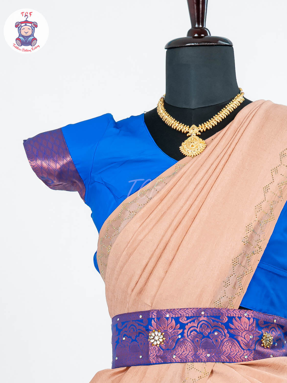 Blue & Violet Tissue - Readymade Half Saree