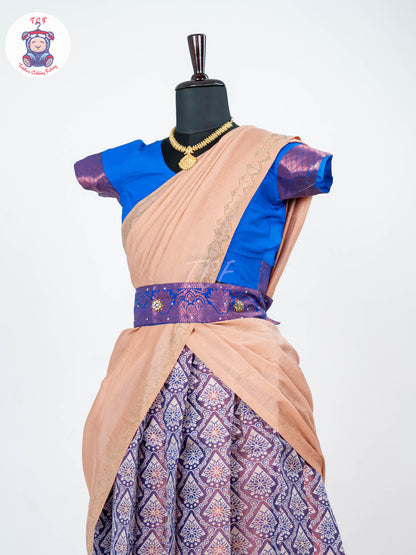 Blue & Violet Tissue - Readymade Half Saree