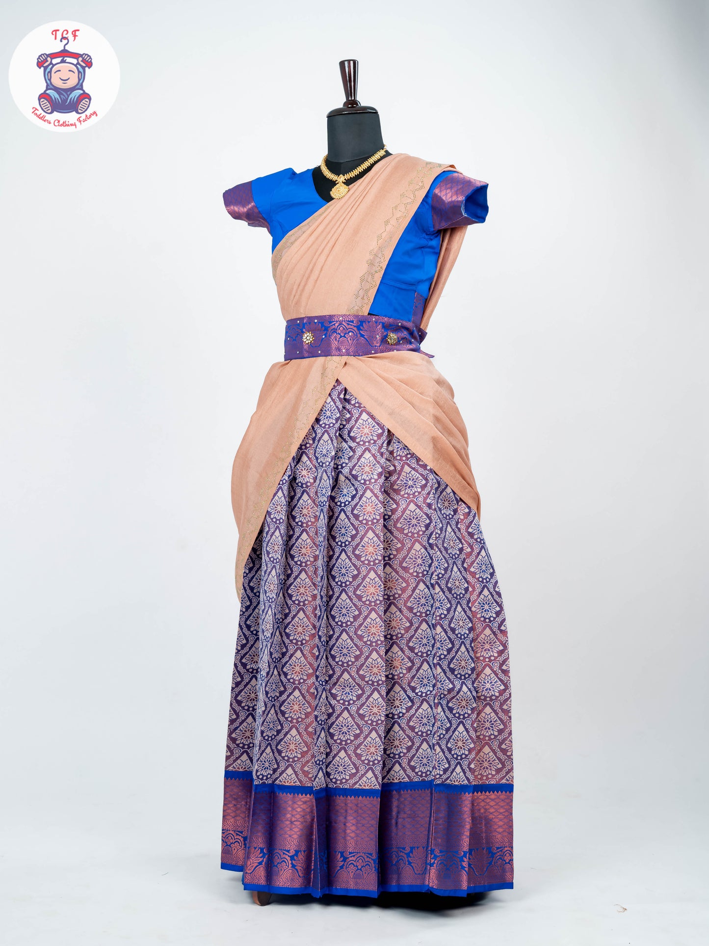 Blue & Violet Tissue - Readymade Half Saree