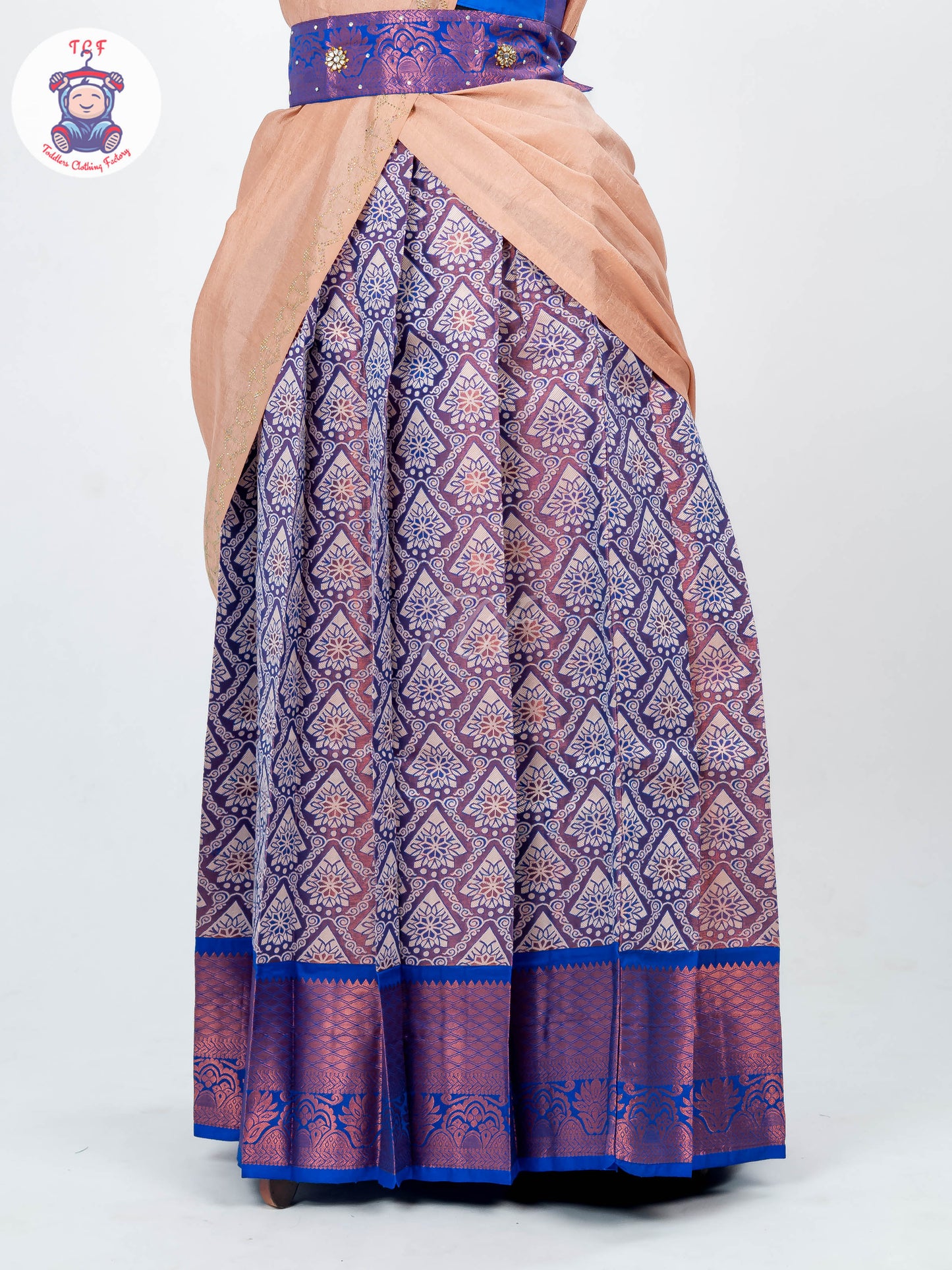 Blue & Violet Tissue - Readymade Half Saree