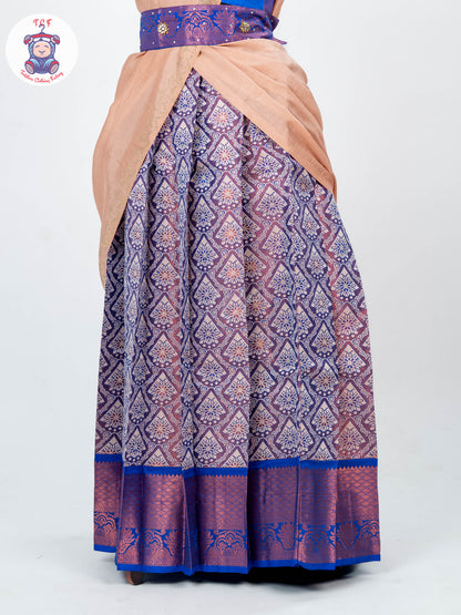 Blue & Violet Tissue - Readymade Half Saree