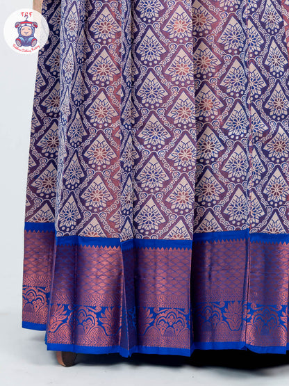 Blue & Violet Tissue - Readymade Half Saree