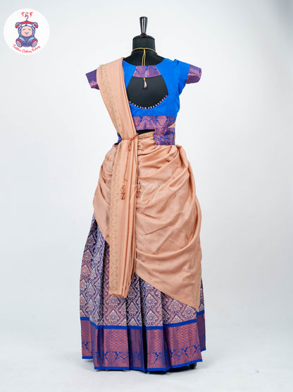 Blue & Violet Tissue - Readymade Half Saree