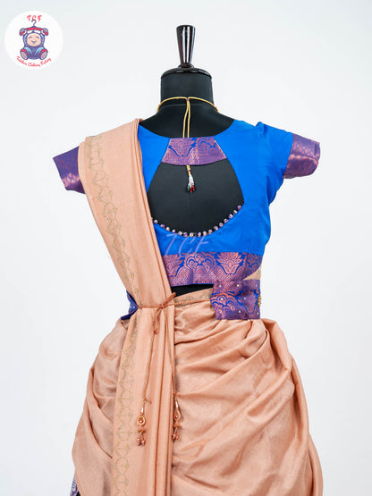 Blue & Violet Tissue - Readymade Half Saree