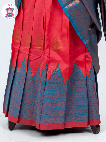 Peacock Green & Orange - Readymade Half Saree