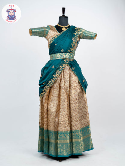 Copper & Royal Blue -  Adult Readymade Half Saree