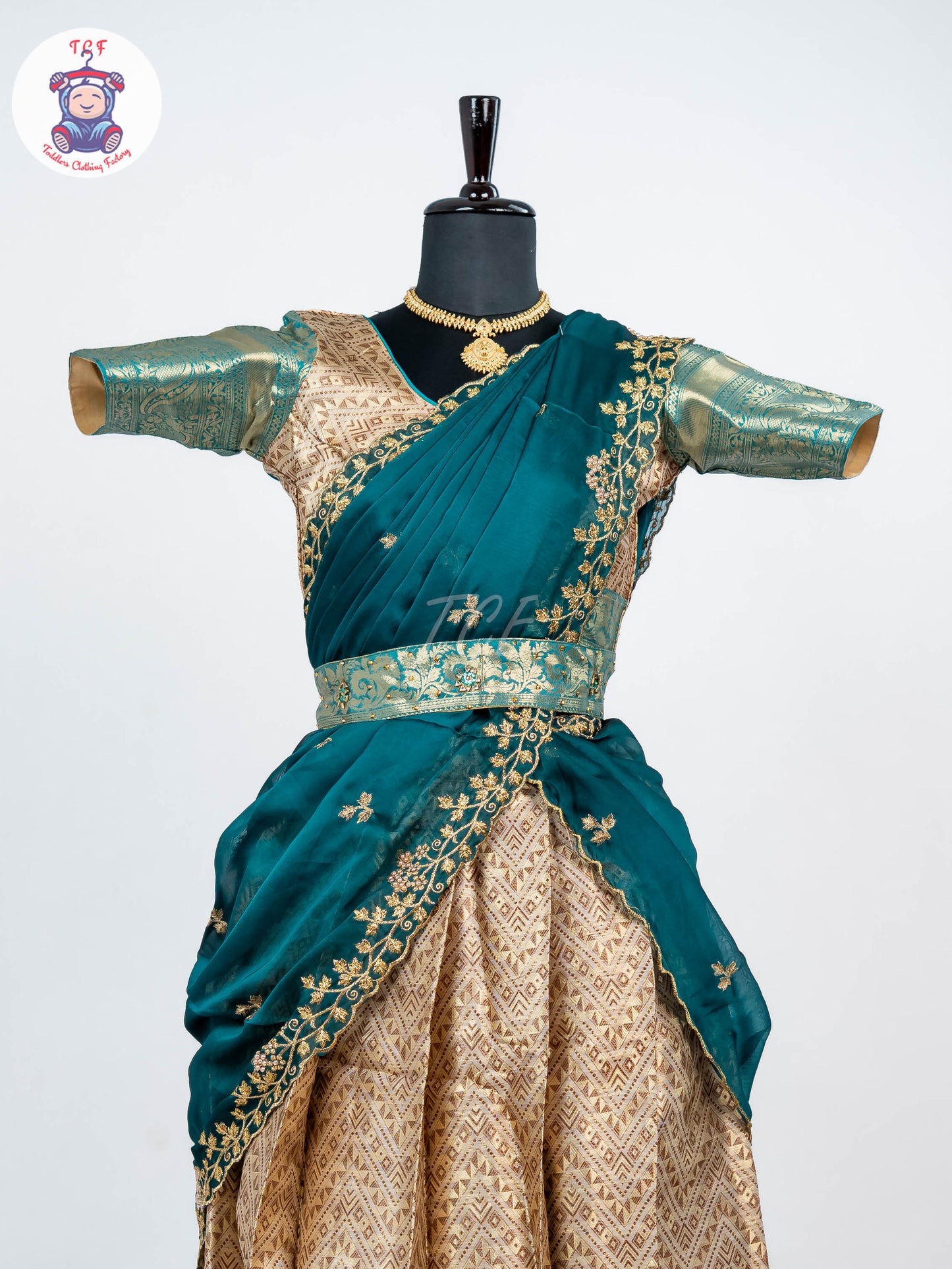Copper & Royal Blue -  Adult Readymade Half Saree