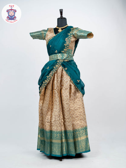 Copper & Royal Blue -  Adult Readymade Half Saree