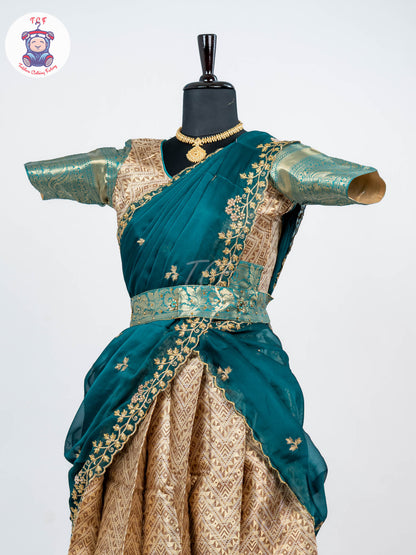 Copper & Royal Blue -  Adult Readymade Half Saree