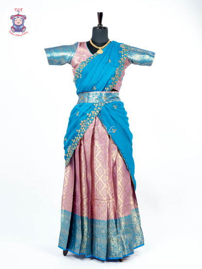Sky Blue & Gold -  Adult Readymade Half Saree
