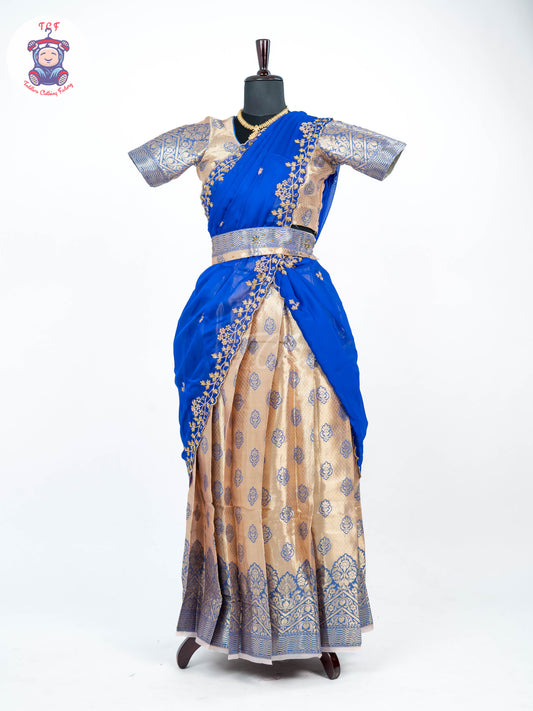 Royal Blue & Gold -  Adult Readymade Half Saree