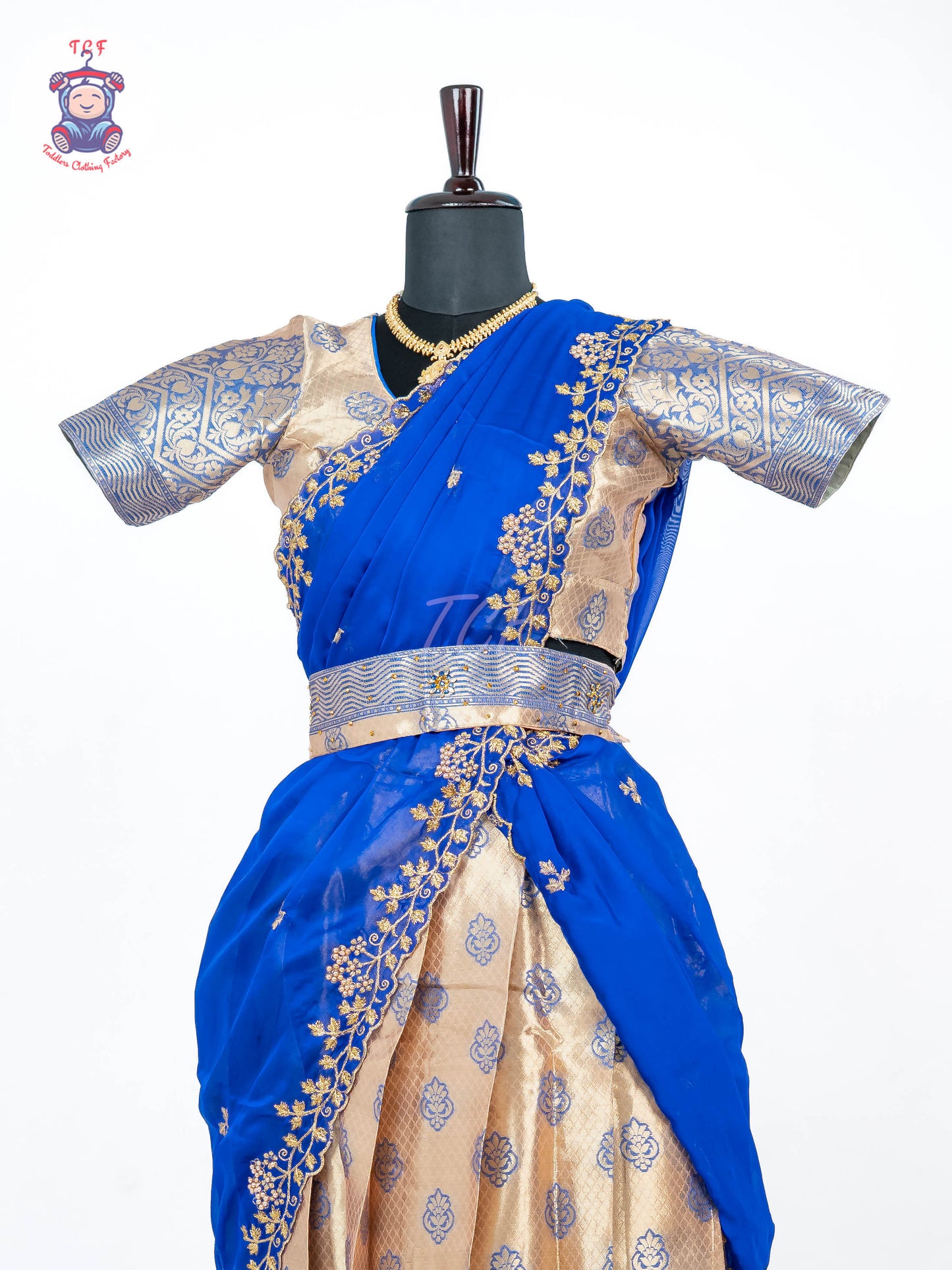 Royal Blue & Gold -  Adult Readymade Half Saree