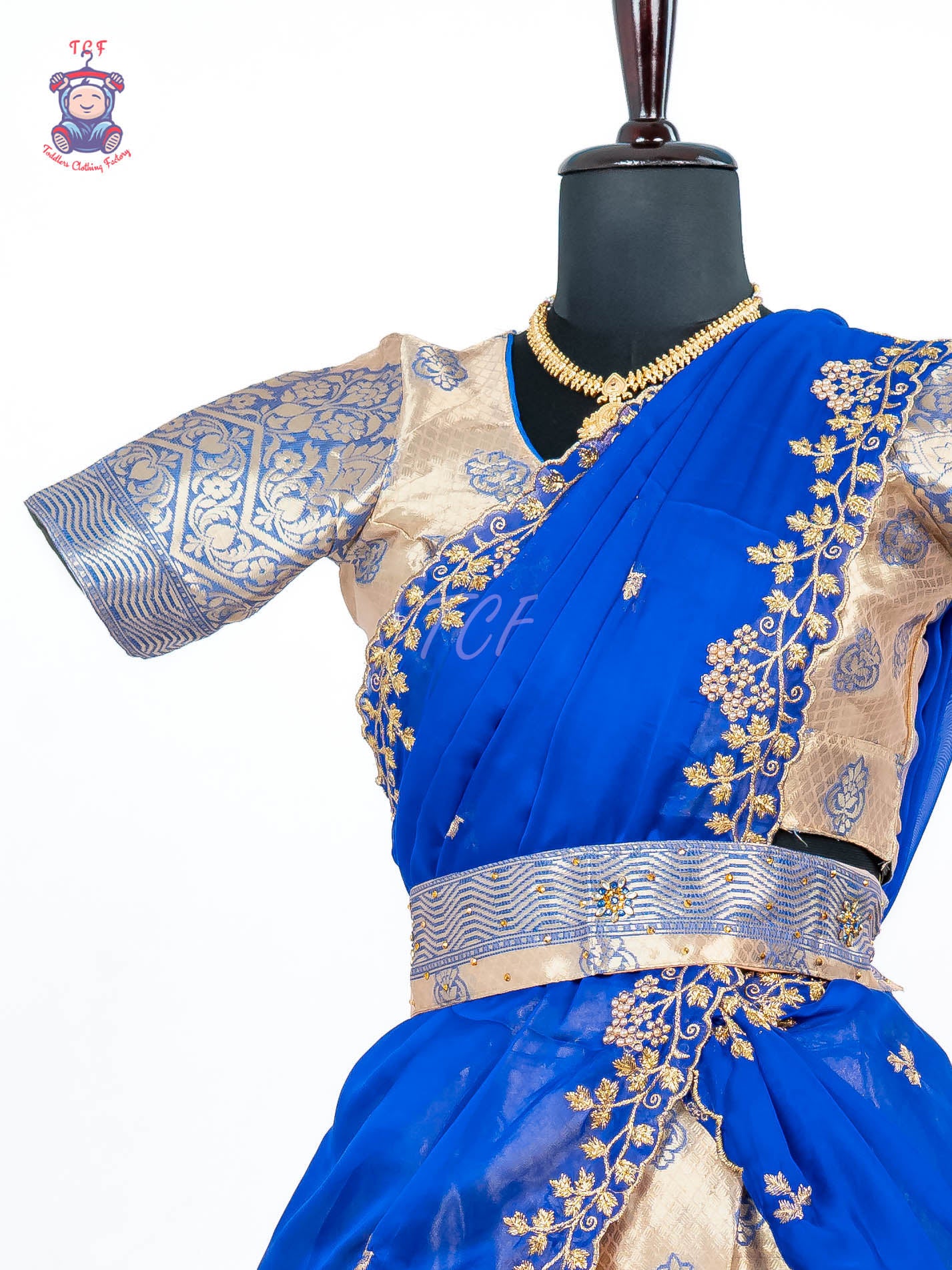 Royal Blue & Gold -  Adult Readymade Half Saree
