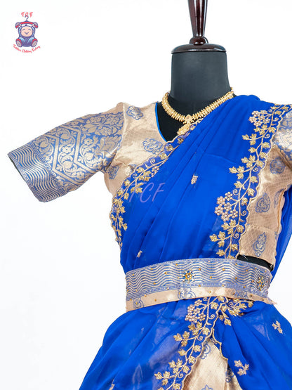 Royal Blue & Gold -  Adult Readymade Half Saree