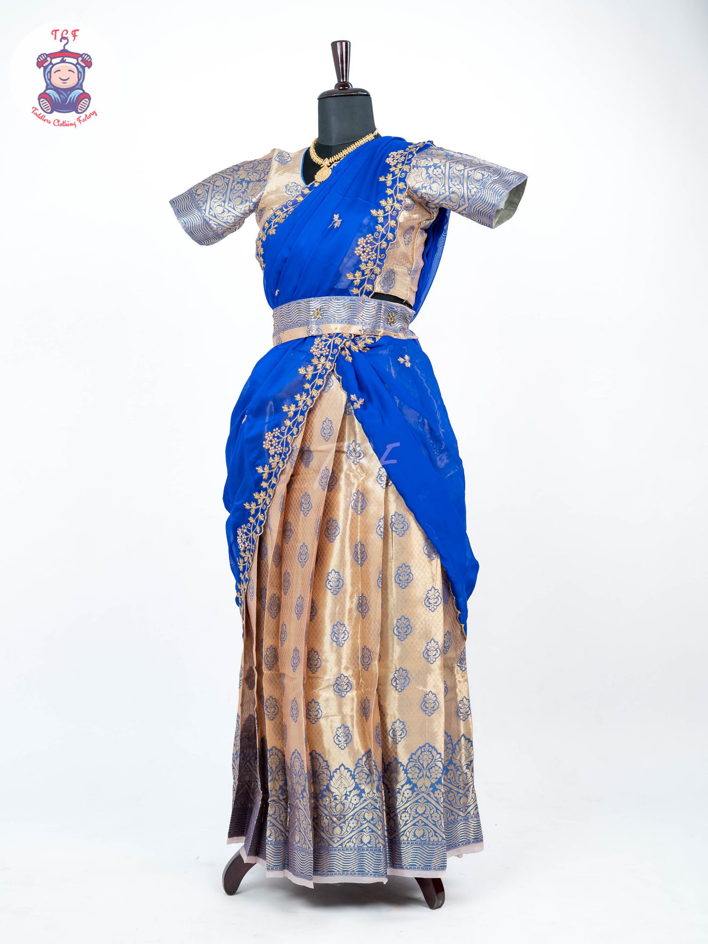 Royal Blue & Gold -  Adult Readymade Half Saree