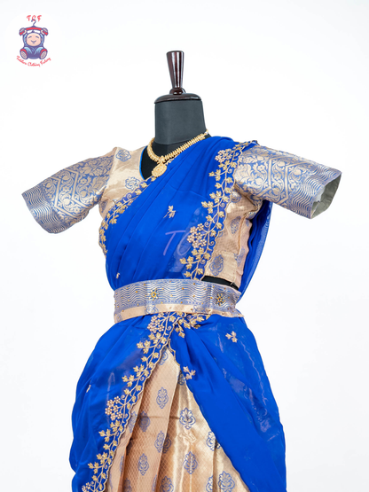 Royal Blue & Gold -  Adult Readymade Half Saree