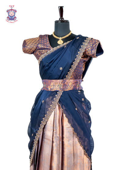 Navy Blue & Gold -  Adult Readymade Half Saree