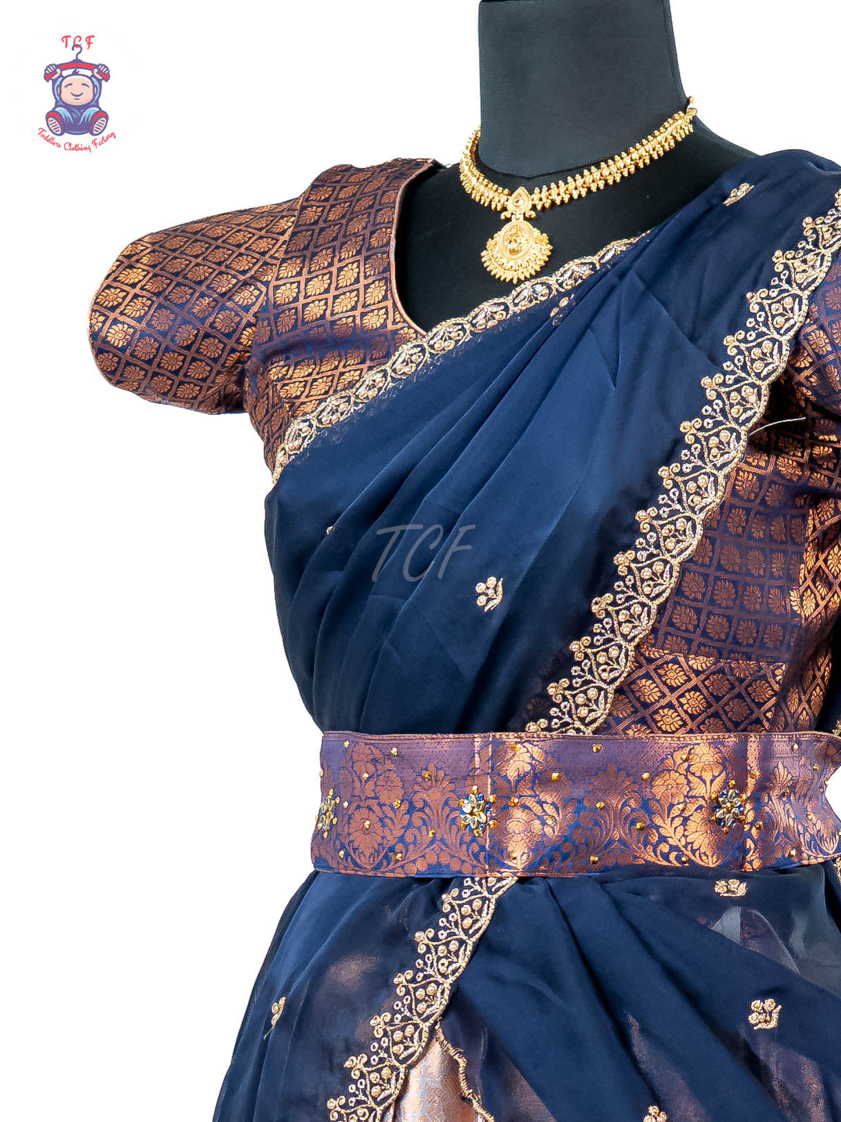 Navy Blue & Gold -  Adult Readymade Half Saree