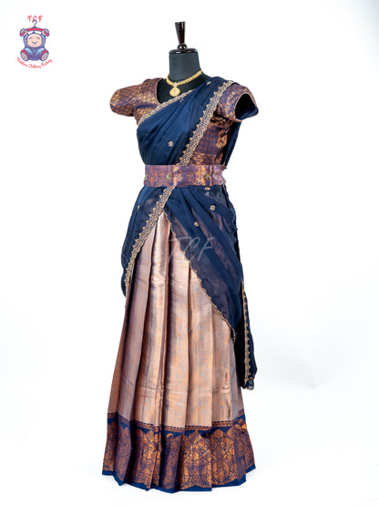 Navy Blue & Gold -  Adult Readymade Half Saree