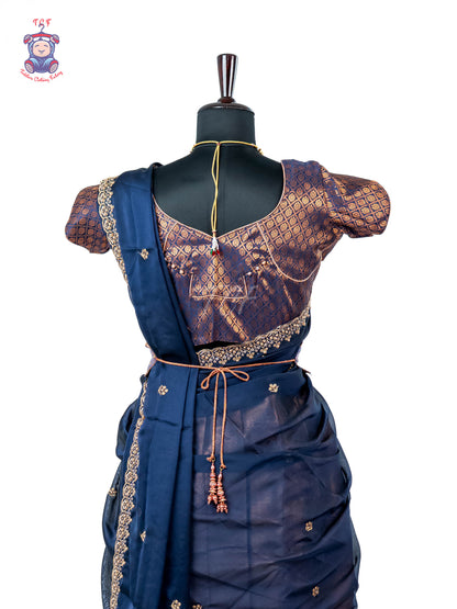 Navy Blue & Gold -  Adult Readymade Half Saree