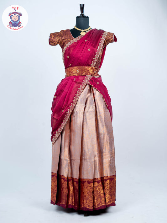 Majentha & Gold -  Adult Readymade Half Saree