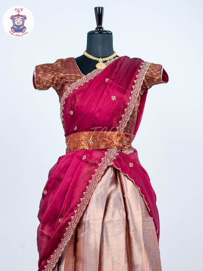 Majentha & Gold -  Adult Readymade Half Saree