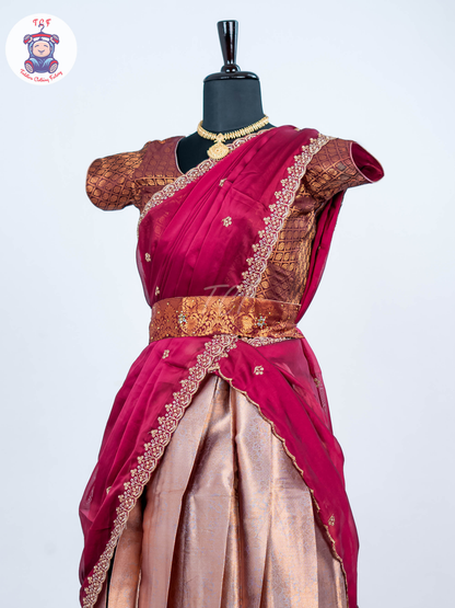 Majentha & Gold -  Adult Readymade Half Saree